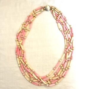 Vintage Mid-century Pink Beaded Necklace